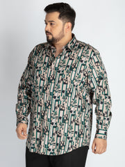 Brown Spread Collar Printed Shirt