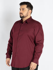 Maroon Spread Collar Solid Satin Shirts