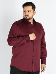 Maroon Spread Collar Solid Satin Shirts