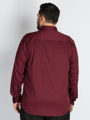 Maroon Spread Collar Solid Satin Shirts