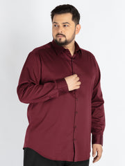 Maroon Spread Collar Solid Satin Shirts