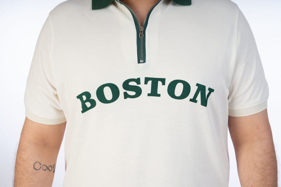 Mens Plus Size Off White Printed Fashion Polo