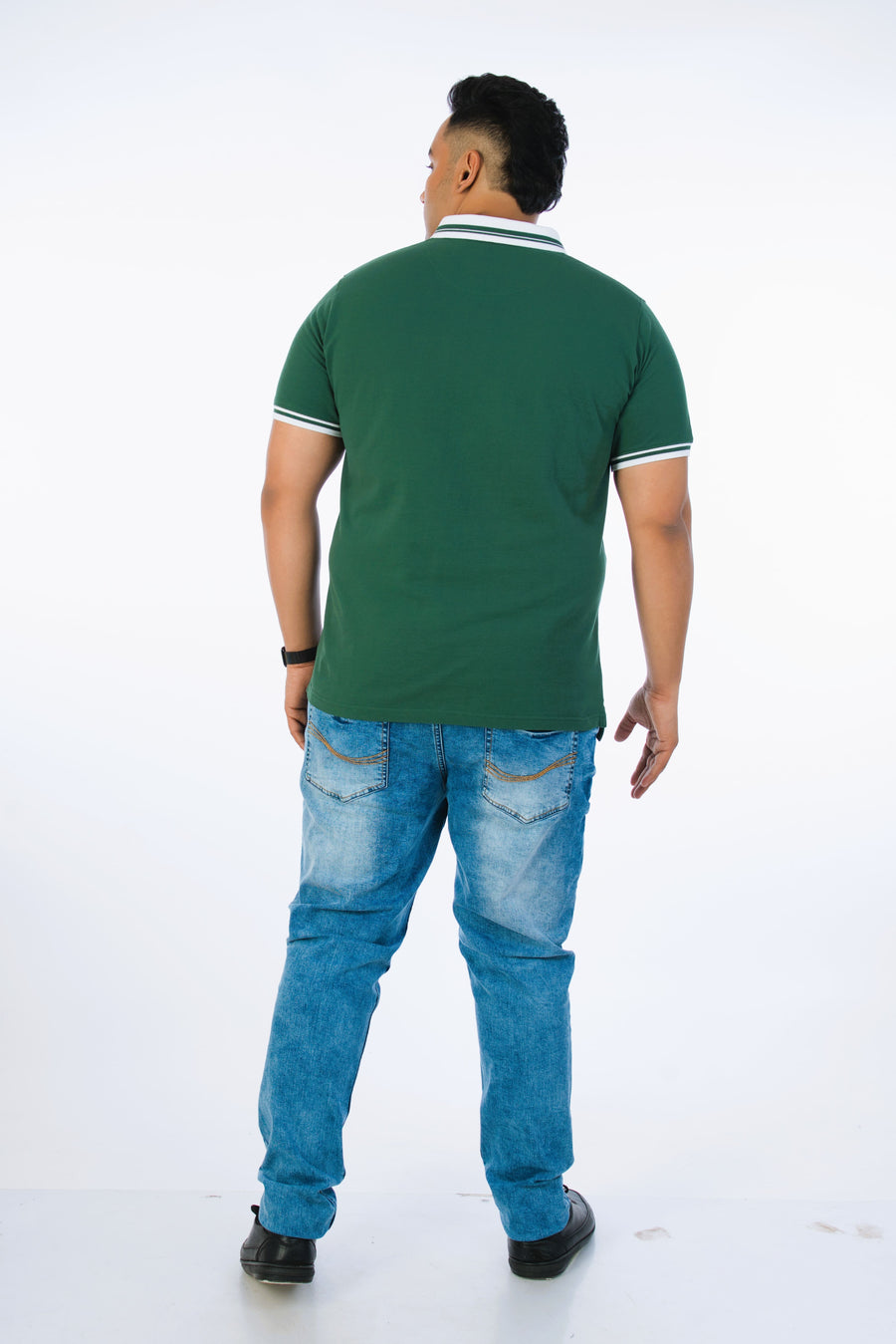 Mens Plus Size Bottle Green Solid Fashion Polo