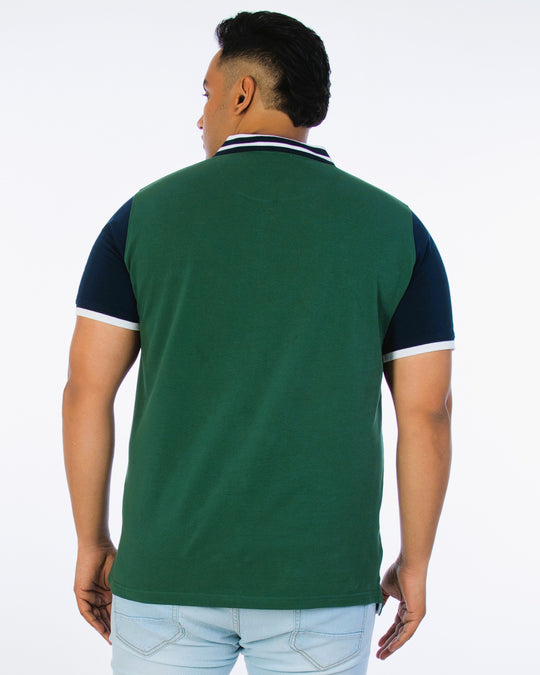 Mens Plus Size Bottle Green Solid Fashion Polo