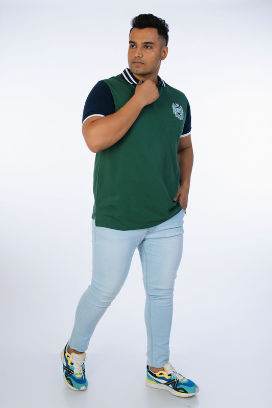 Mens Plus Size Bottle Green Solid Fashion Polo