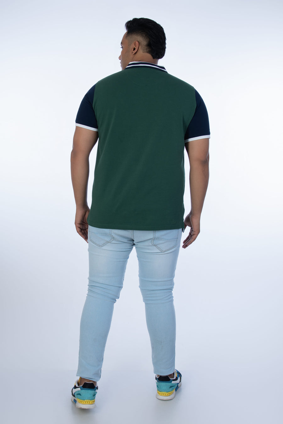Mens Plus Size Bottle Green Solid Fashion Polo