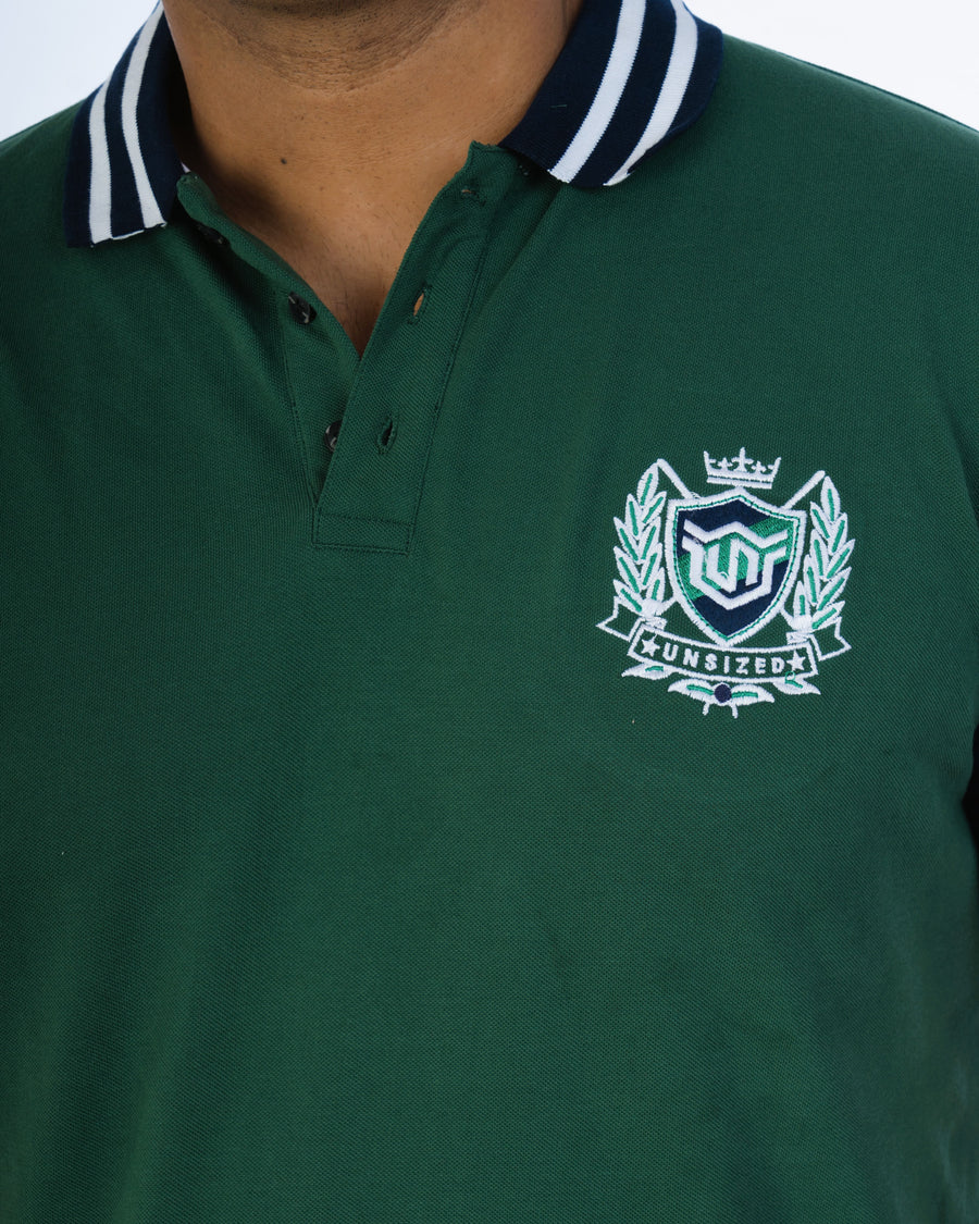 Mens Plus Size Bottle Green Solid Fashion Polo