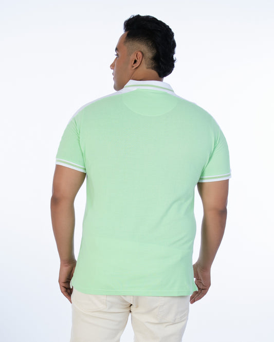Mens Plus Size Light Green Solid Fashion Polo