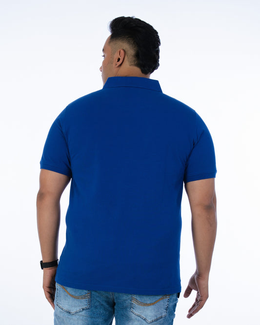 Mens Plus Size Royal Blue Solid Fashion Polo