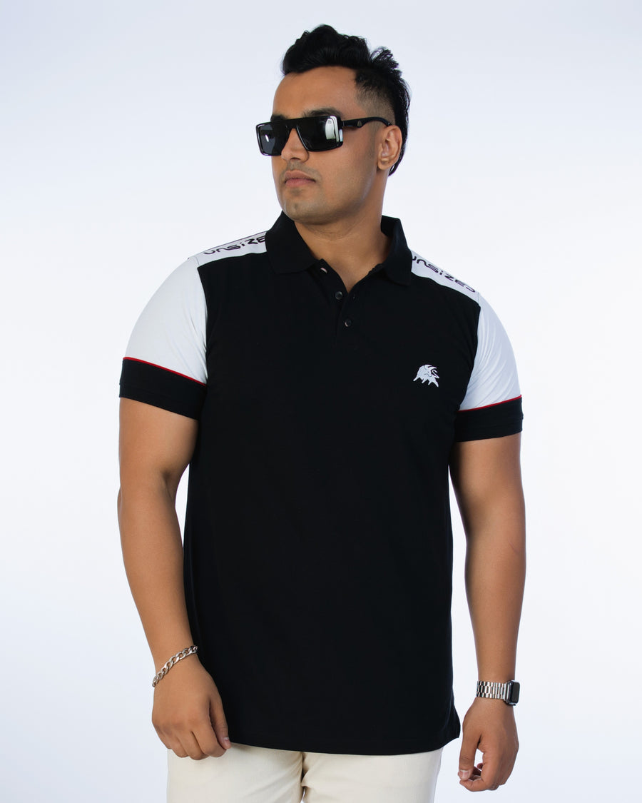 Mens Plus Size Black Solid Fashion Polo