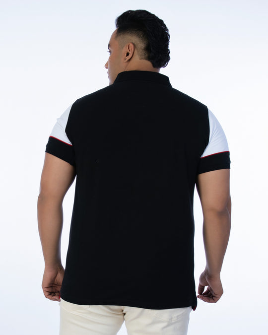 Mens Plus Size Black Solid Fashion Polo