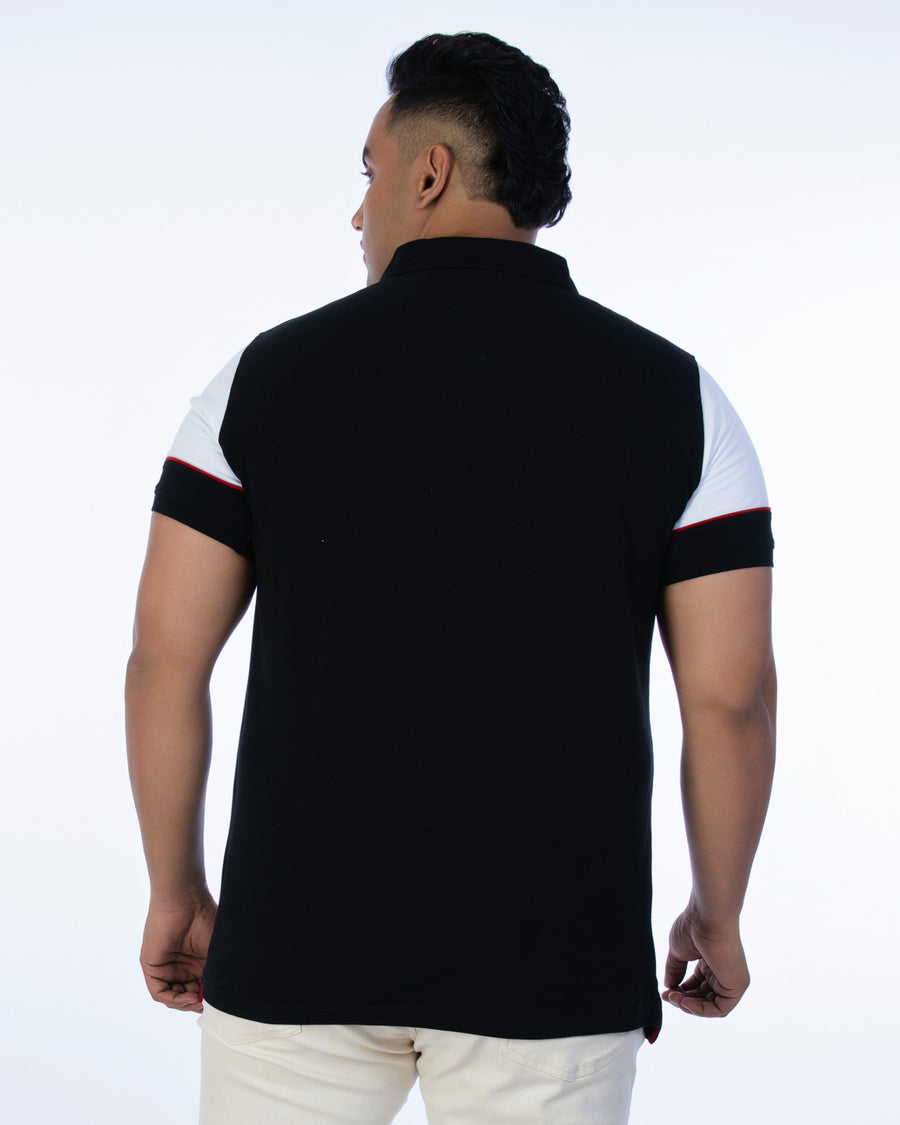 Mens Plus Size Black Solid Fashion Polo