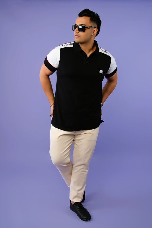 Mens Plus Size Black Solid Fashion Polo