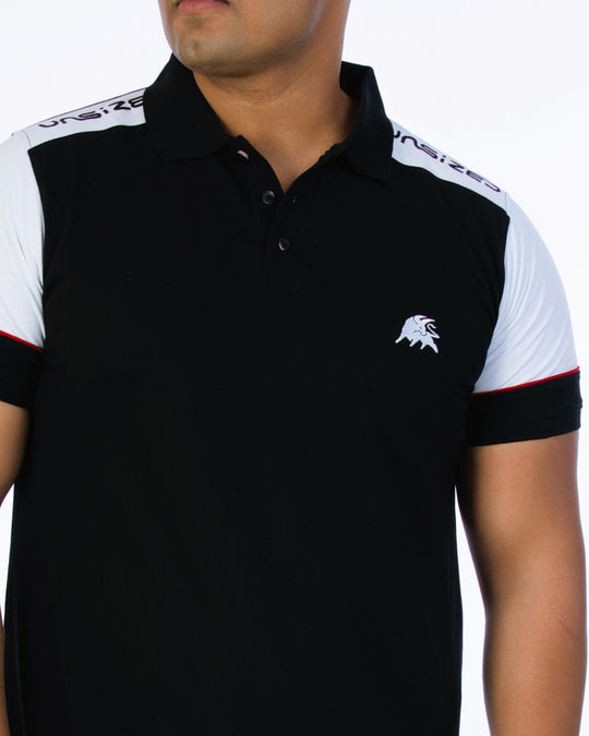 Mens Plus Size Black Solid Fashion Polo