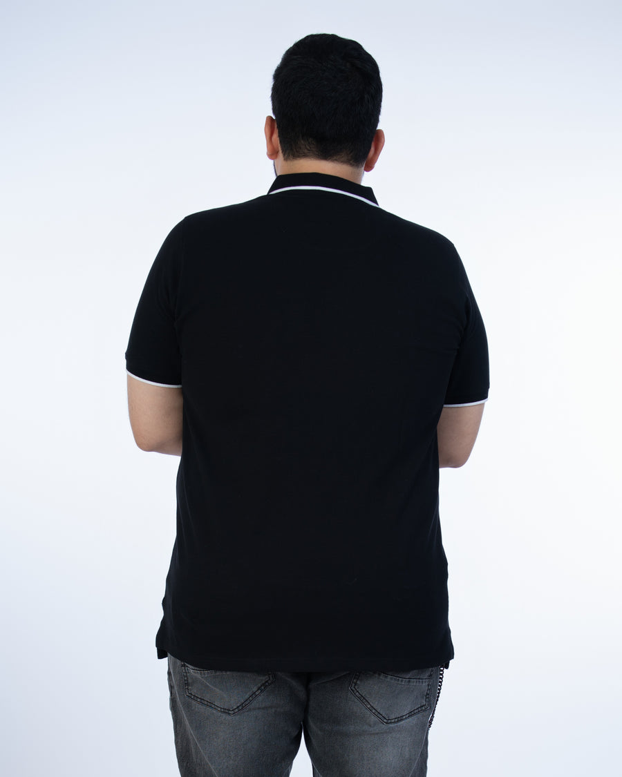 Mens Plus Size Black Solid Fashion Polo