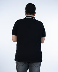 Mens Plus Size Black Solid Fashion Polo