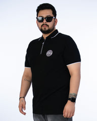 Mens Plus Size Black Solid Fashion Polo