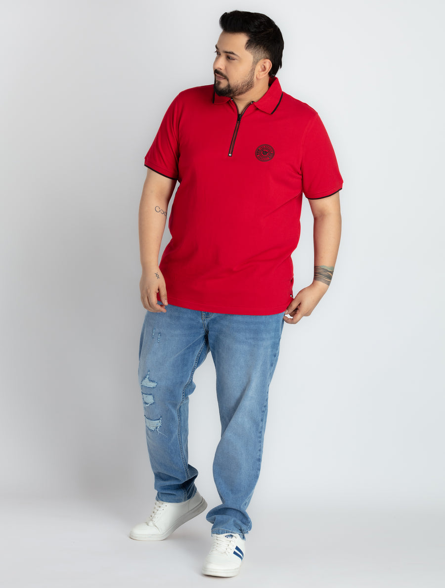 Mens Plus Size Red Polo T-shirt