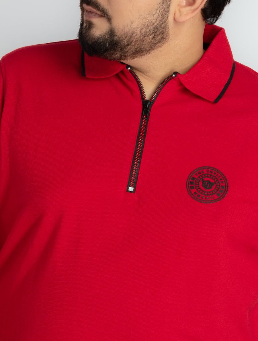 Mens Plus Size Red Polo T-shirt