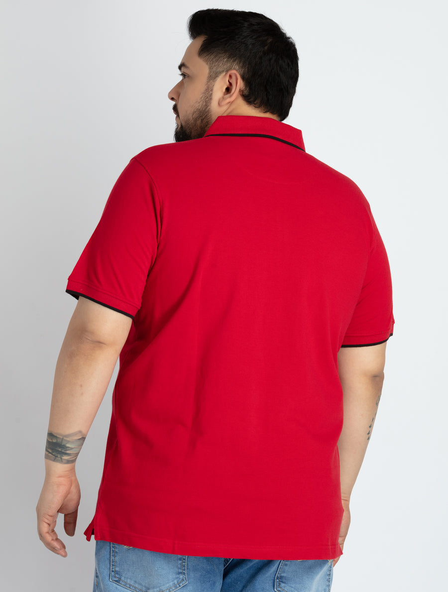 Mens Plus Size Red Polo T-shirt