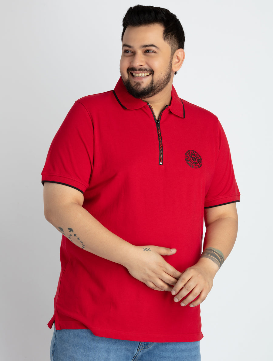 Mens Plus Size Red Polo T-shirt