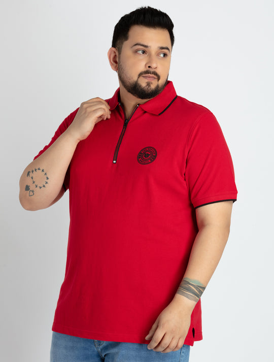 Mens Plus Size Red Polo T-shirt