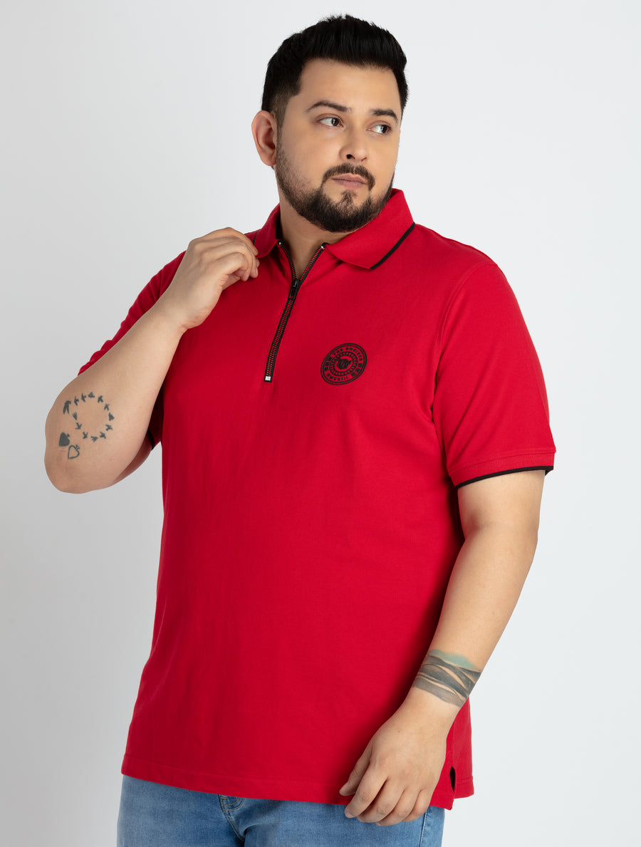 Mens Plus Size Red Polo T-shirt
