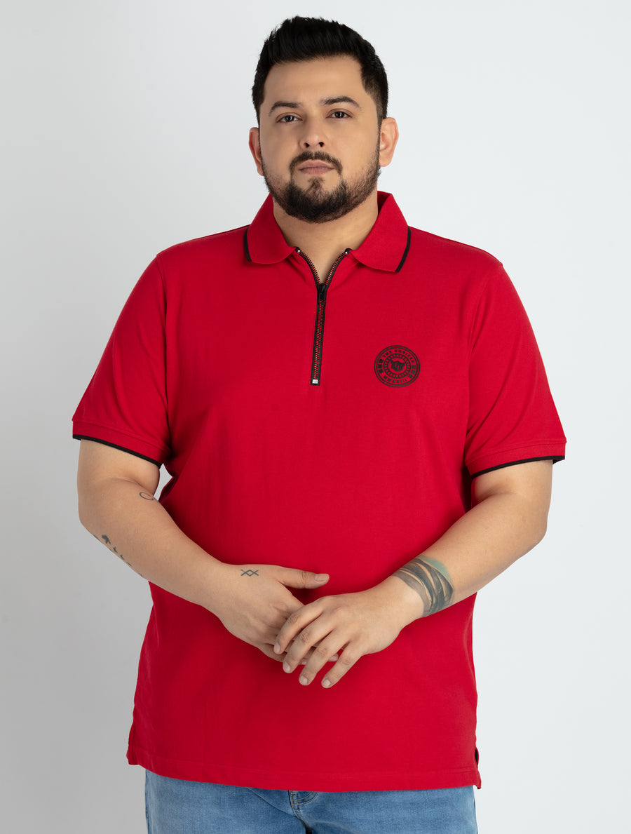 Mens Plus Size Red Polo T-shirt