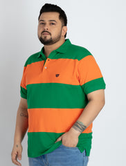 Mens Plus Size Mens Orange Polo T-shirt