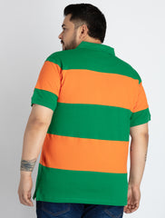 Mens Plus Size Mens Orange Polo T-shirt