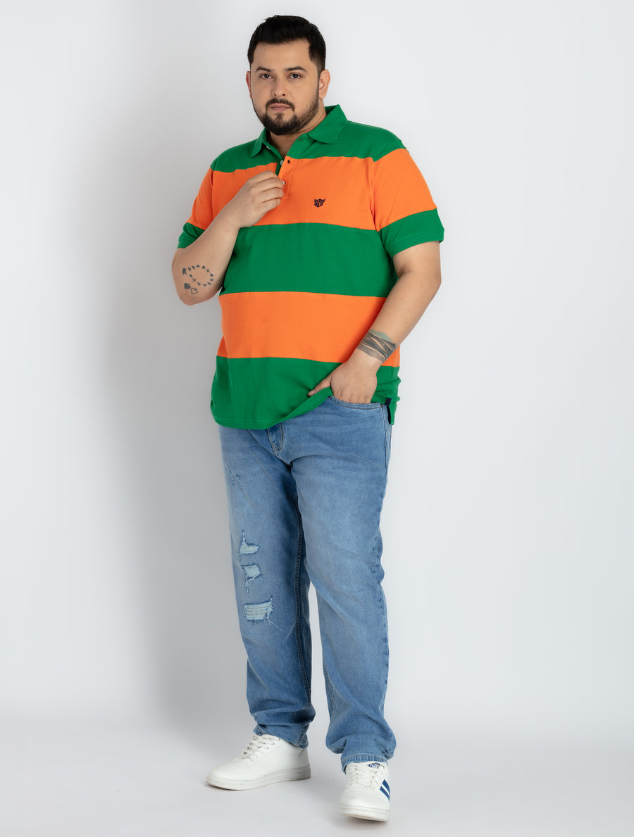Mens Plus Size Mens Orange Polo T-shirt