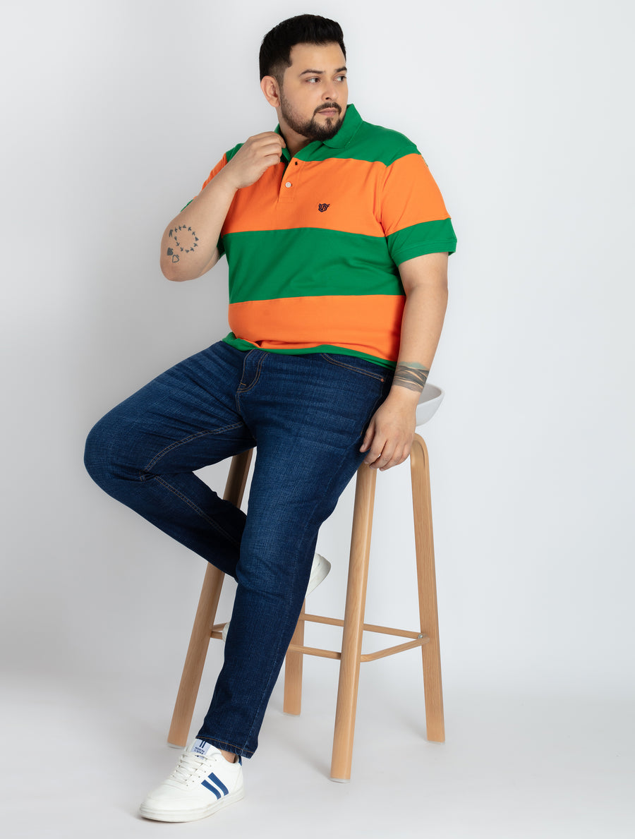 Mens Plus Size Mens Orange Polo T-shirt