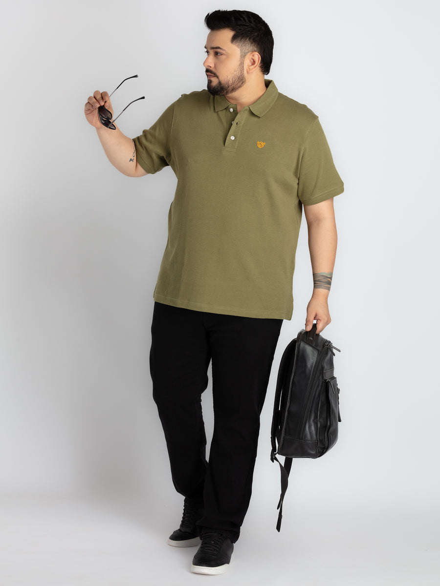 Mens Plus Size Green Polo T-shirt