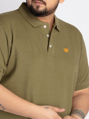 Mens Plus Size Green Polo T-shirt