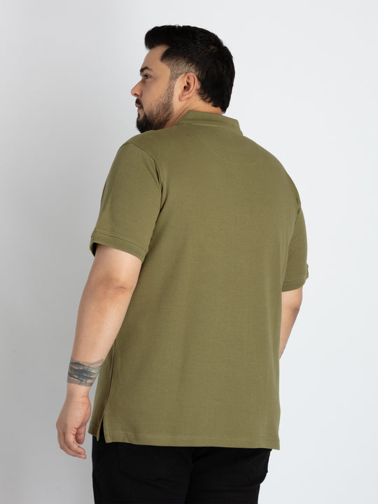 Mens Plus Size Green Polo T-shirt