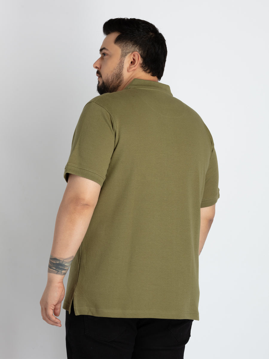 Mens Plus Size Green Polo T-shirt