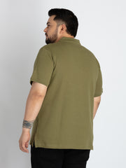 Mens Plus Size Green Polo T-shirt
