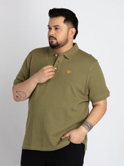 Mens Plus Size Green Polo T-shirt