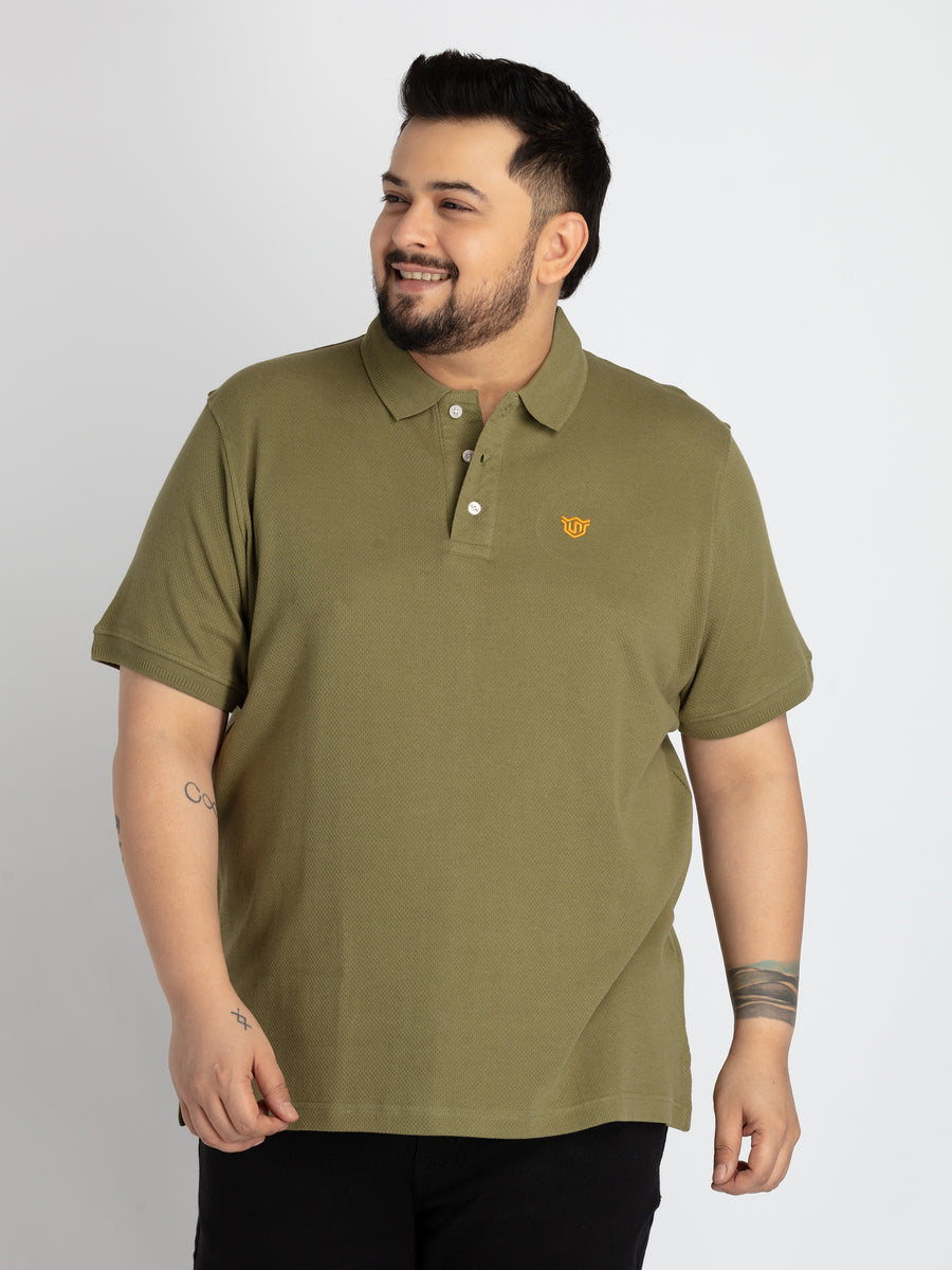 Mens Plus Size Green Polo T-shirt