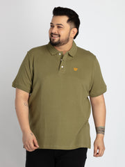 Mens Plus Size Green Polo T-shirt