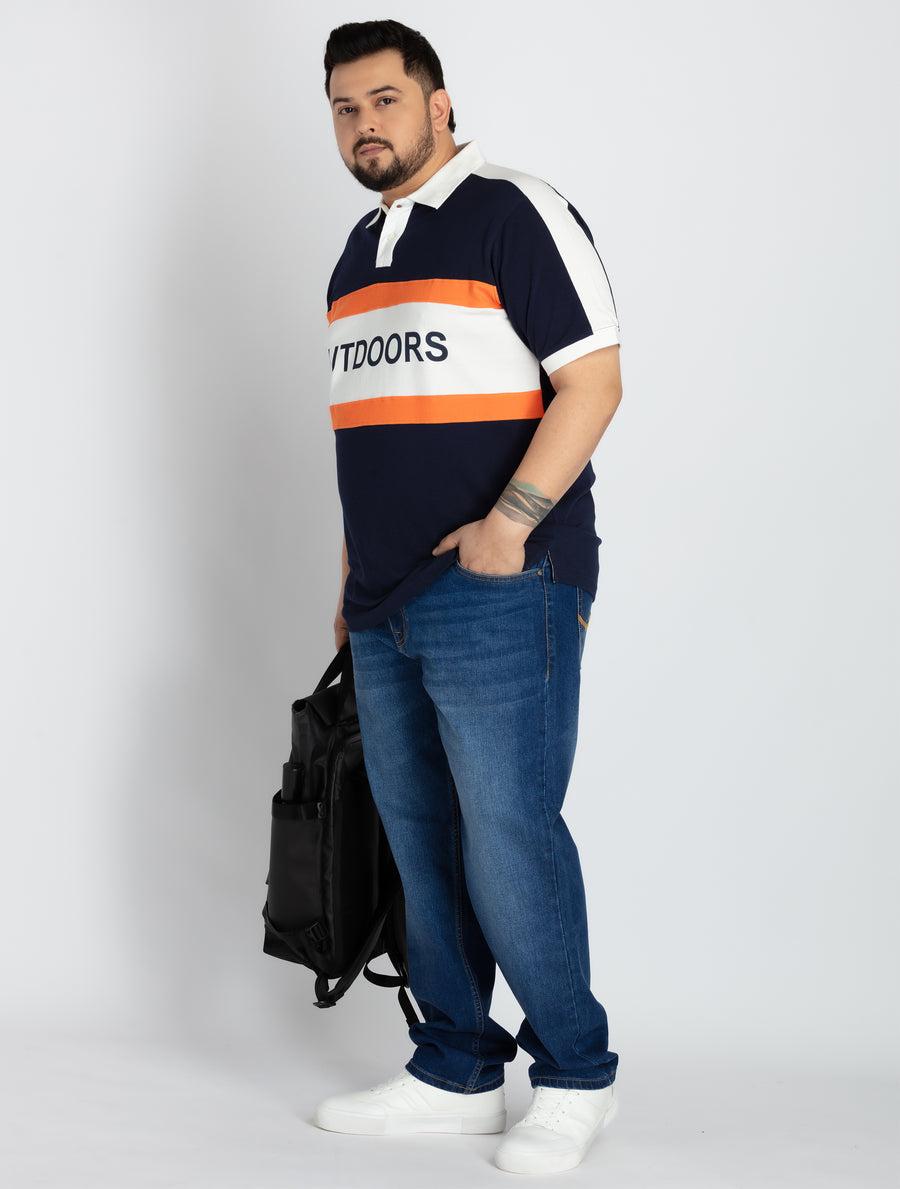 Mens Plus Size Mens Blue Polo T-shirt