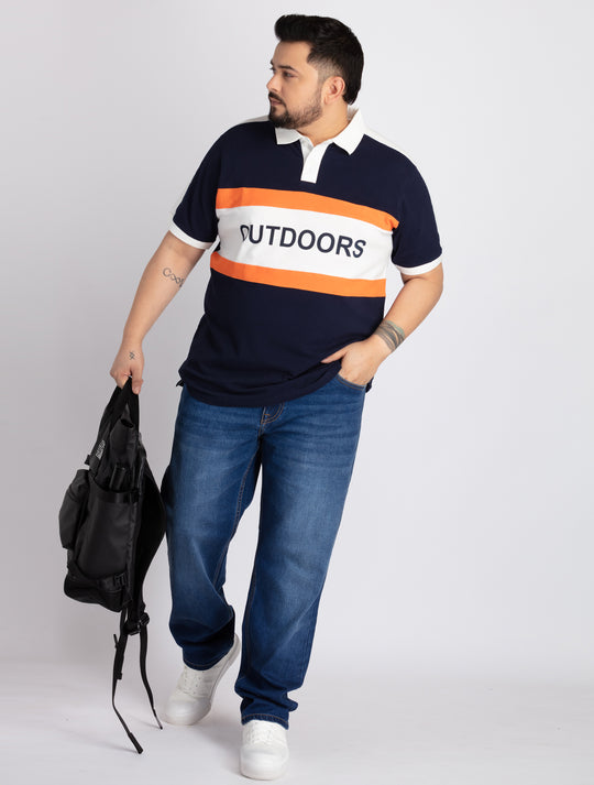 Mens Plus Size Mens Blue Polo T-shirt