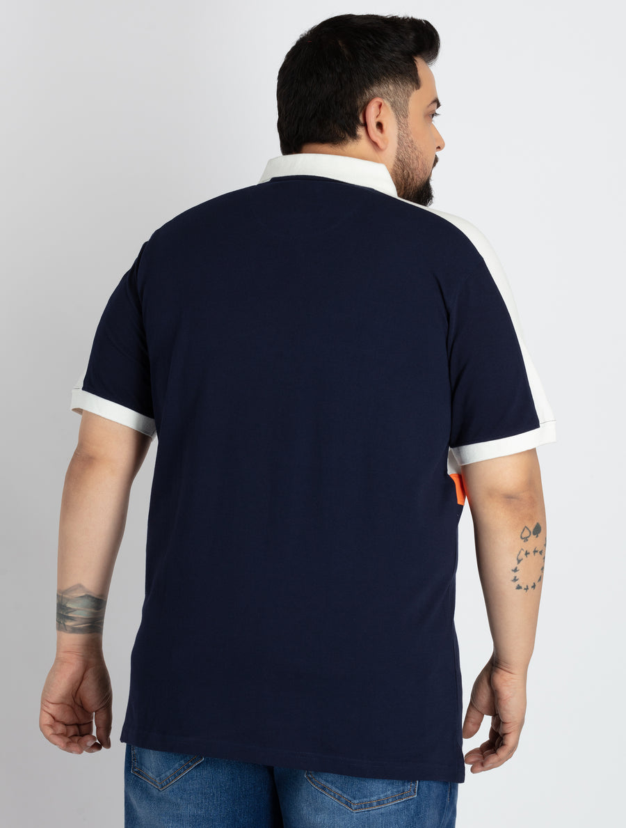 Mens Plus Size Mens Blue Polo T-shirt