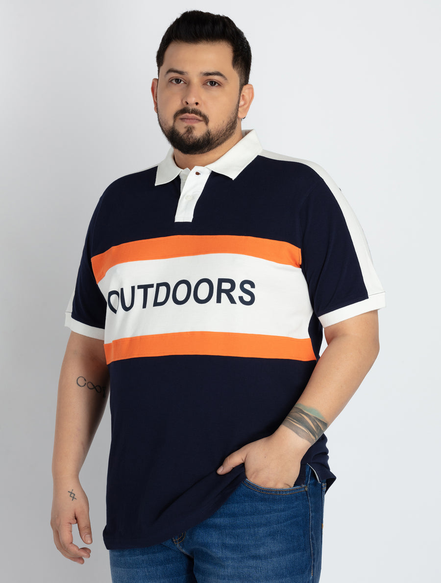 Mens Plus Size Mens Blue Polo T-shirt