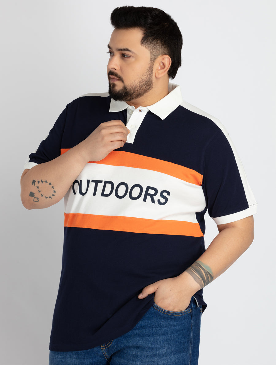 Mens Plus Size Mens Blue Polo T-shirt
