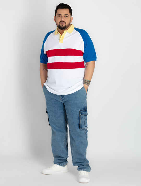 Mens Plus Size White Polo T-shirt