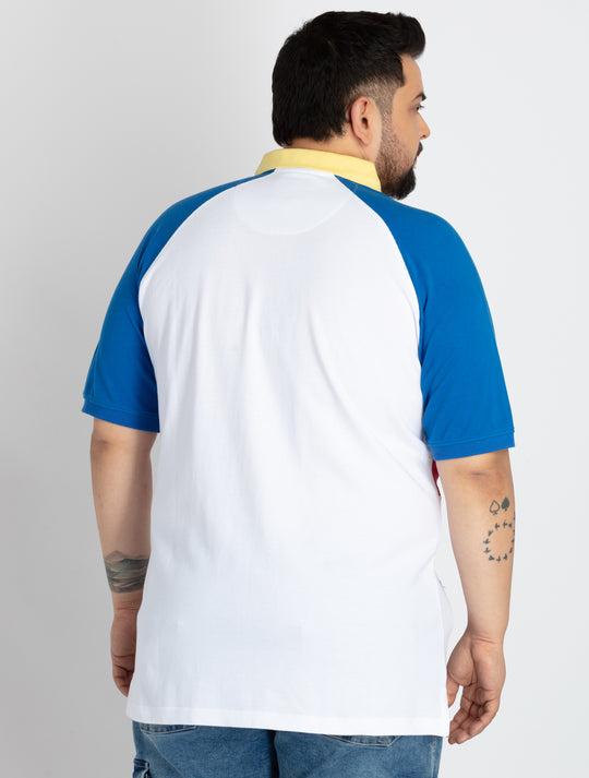Mens Plus Size White Polo T-shirt