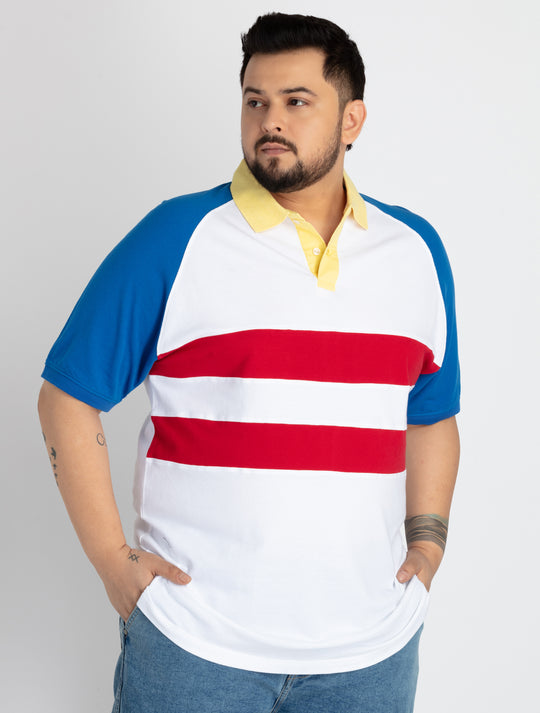 Mens Plus Size White Polo T-shirt