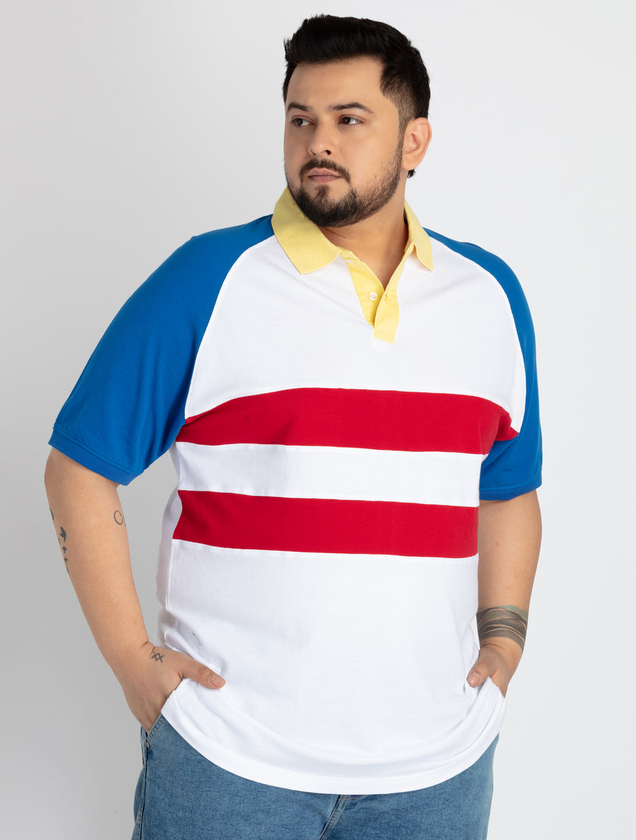 Mens Plus Size White Polo T-shirt