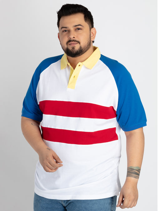 Mens Plus Size White Polo T-shirt